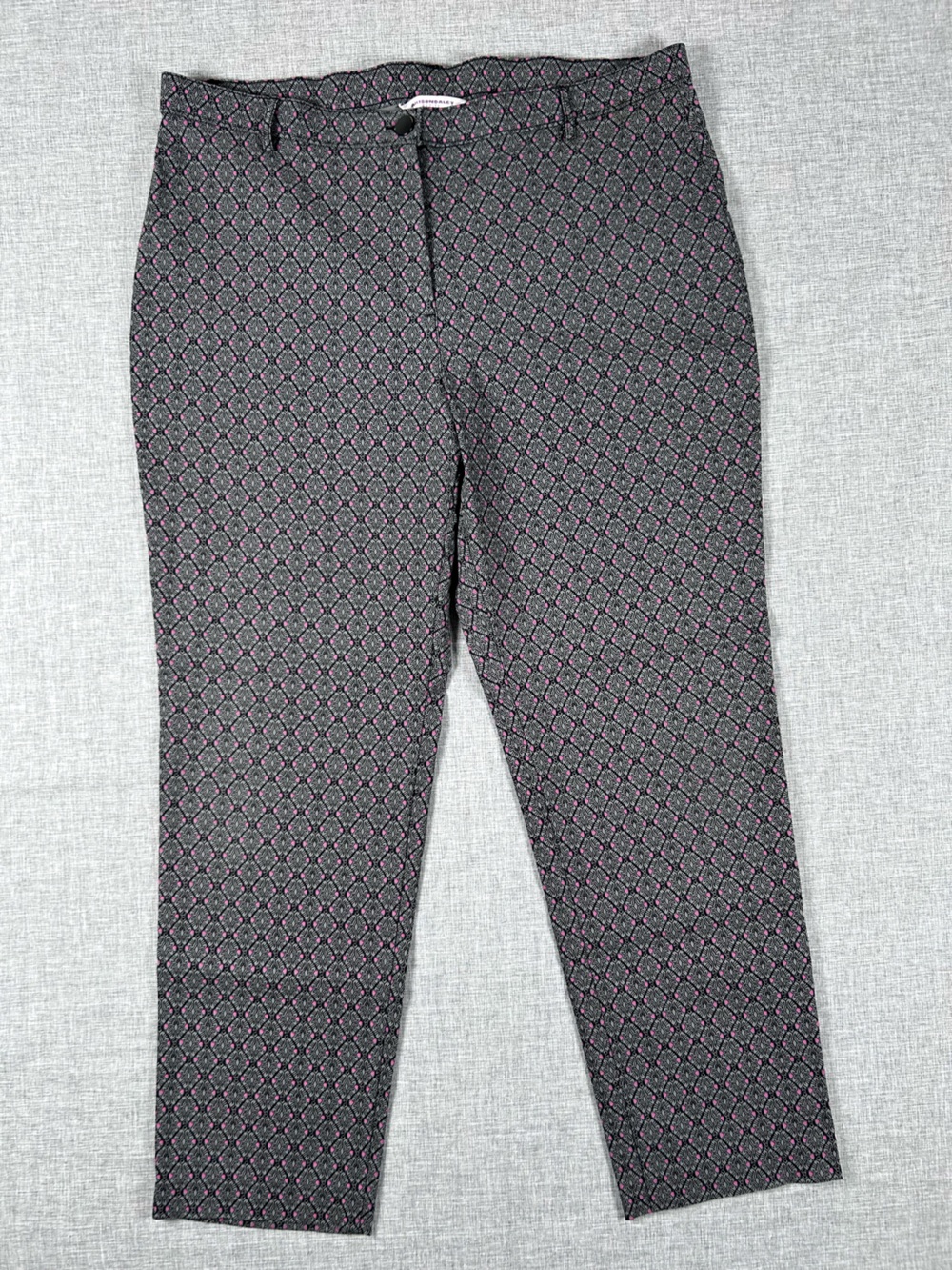 Allison Daley Petite Cropped Pants Gray Pink Print Stretch Size 10P